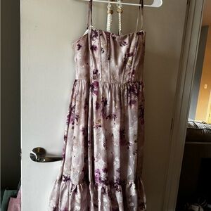 Azazie Floral wedding guest dress in Purple, pink, and Cream